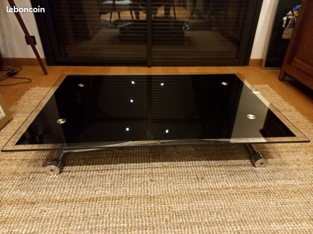 Table basse relevable UP & DOWN Verre et Chrome (image 1)