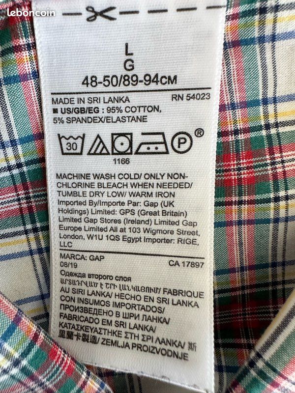 Chemise homme GAP manches longues Taille XL (image 5)