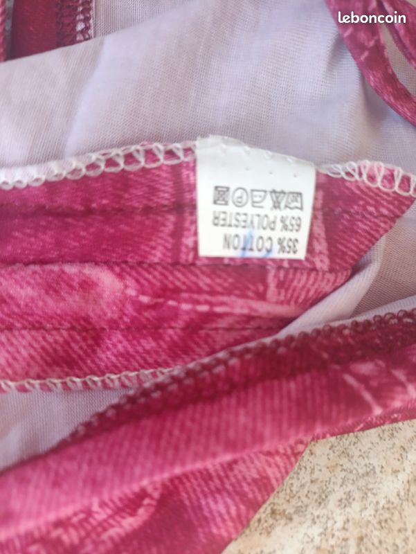 (C) Haut débardeur rose imprimé jean y2k Taille S rose fuschia (image 4)