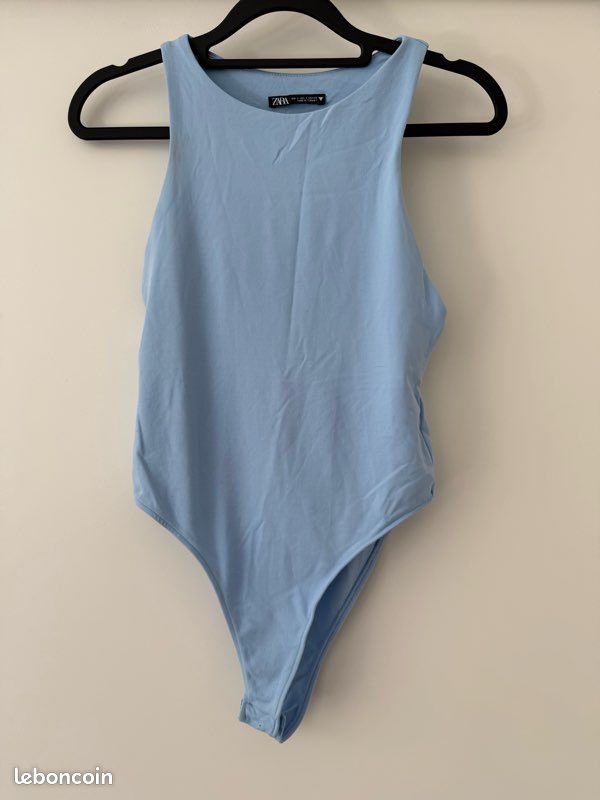 💙 Zara Body Femme Taille S Bleu Ciel Sans Manches Casual Chic Minimaliste (image 1)