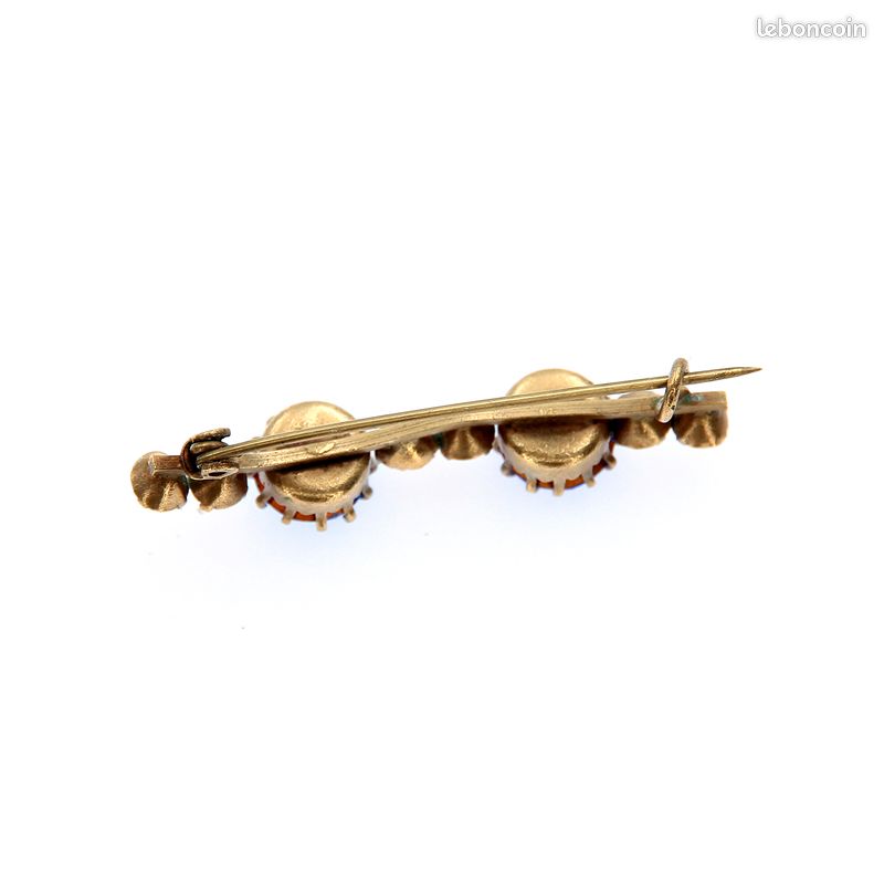 Broche Ancienne Plaquée Or Avec Cristaux Et Roses - Bijou Vintage Femme, état Impeccable