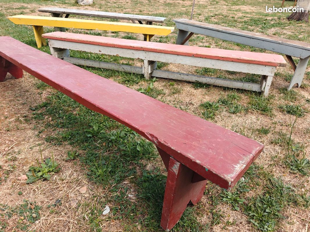 Lot de 6 bancs anciens en bois (image 2)