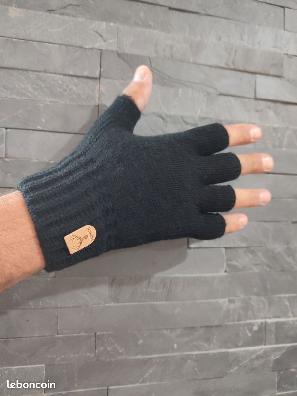 Mitaines chaudes homme noires (image 1)