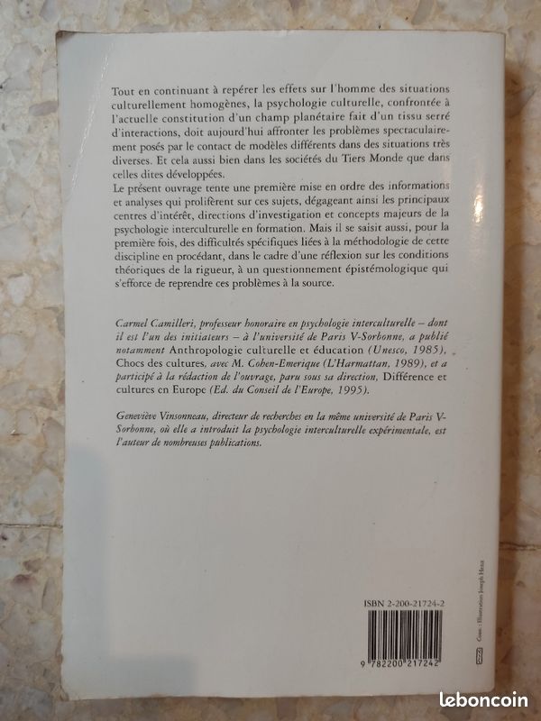 Psychologie et culture: concepts et méthodes Camilleri Vinsonneau (image 2)
