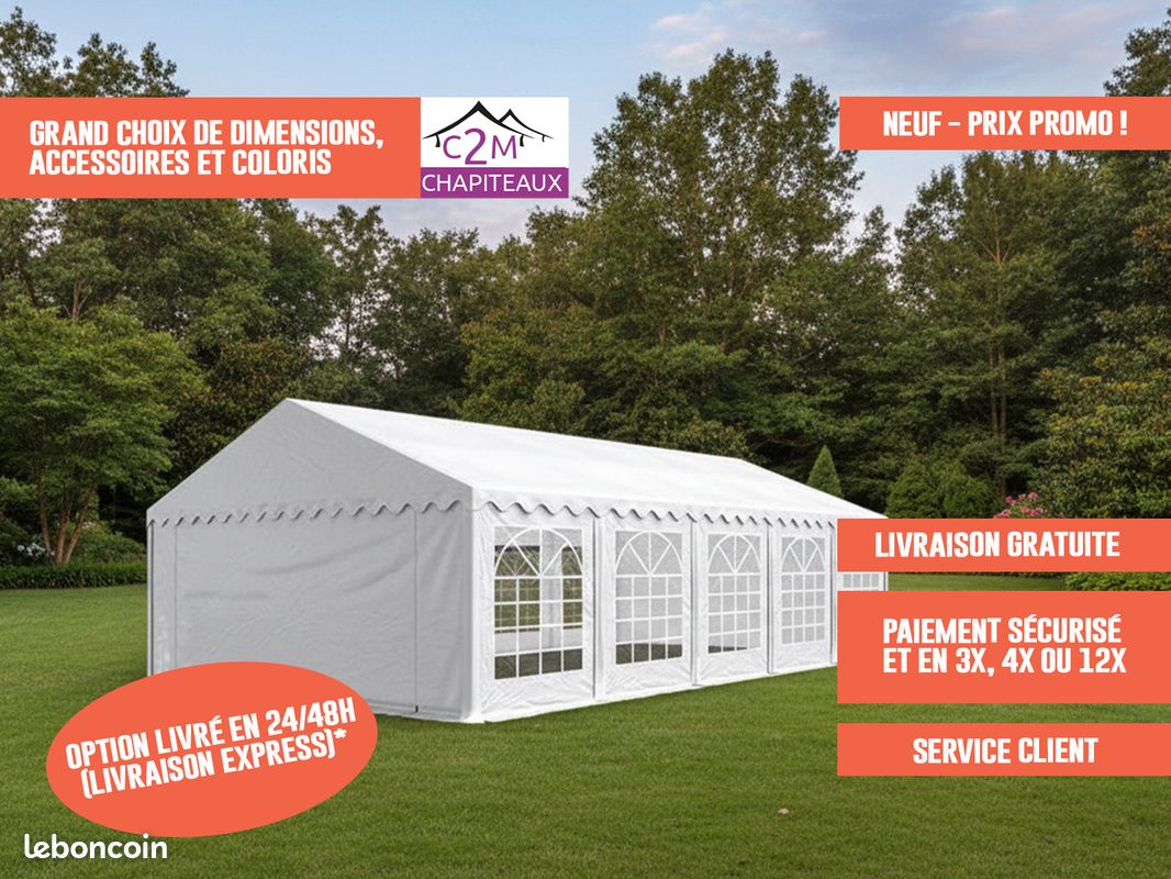 Chapiteau Tente de Réception Barnum 5x10 - Loisir - Livraison 24/48h (image 1)