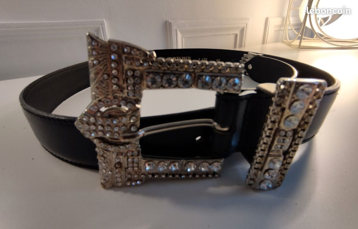 Ceinture Georges Rech strass 80 cm noire neuve (image 1)