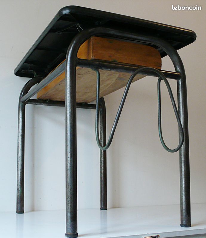 BUREAU ECOLIER EN METAL BOIS / BAKELITE années 50 VINTAGE DESIGN ATELIER 1950 (image 3)