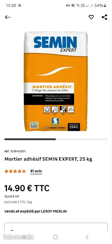 Mortier adhésif SEMIN (image 1)
