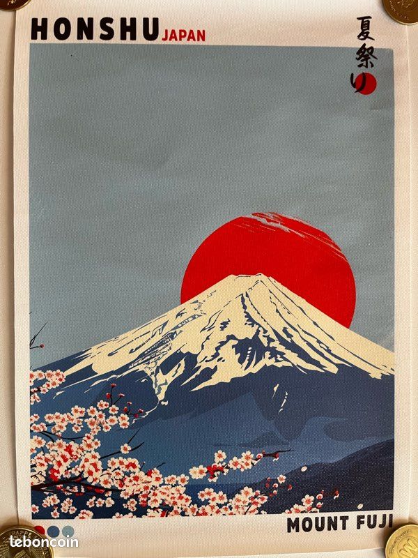 Style Figurine Ninja Mont Fuji Poster Japonais Bushido - Samouraï, Ninja, Mont Fuji - Sans Cadre - Taille 50 X 70 Cm - Décoration Murale Art Asiatique