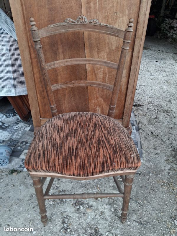 Lots de 5 chaises anciennes avec assise en velours (image 1)