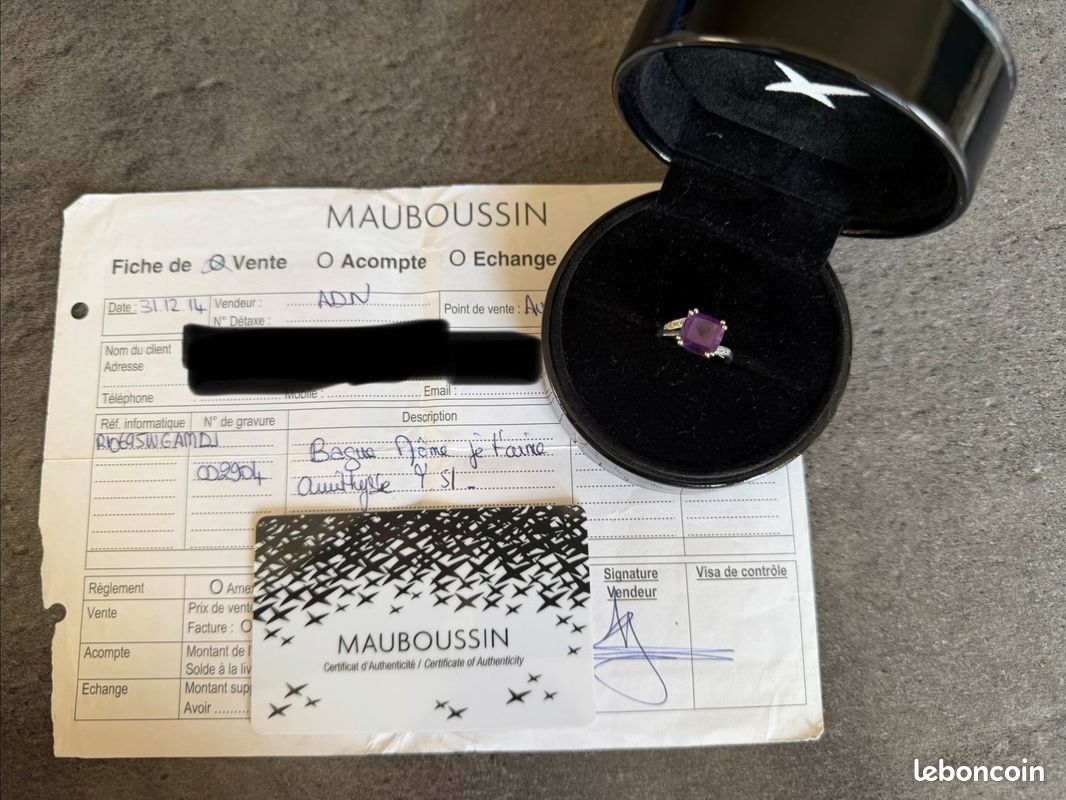 Bague Mauboussin or 18 carats 750 améthyste diamants (image 1)