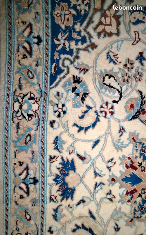 Tapis Nain officielle orientale 90x50 super état Laine naturelle et soie pure (image 3)