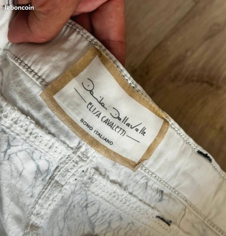 Elisa cavaletti pantalon vintage italien argenté effet craquelé taille 40 (image 4)
