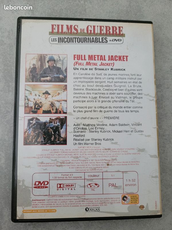 Dvd du film : "Full metal jacket" (image 3)