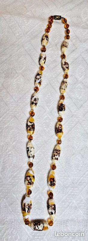 Collier Long En Pâte De Verre Murano – 116 Cm Multicolore – Perles Anciennes – Occasion – Style Sautoir