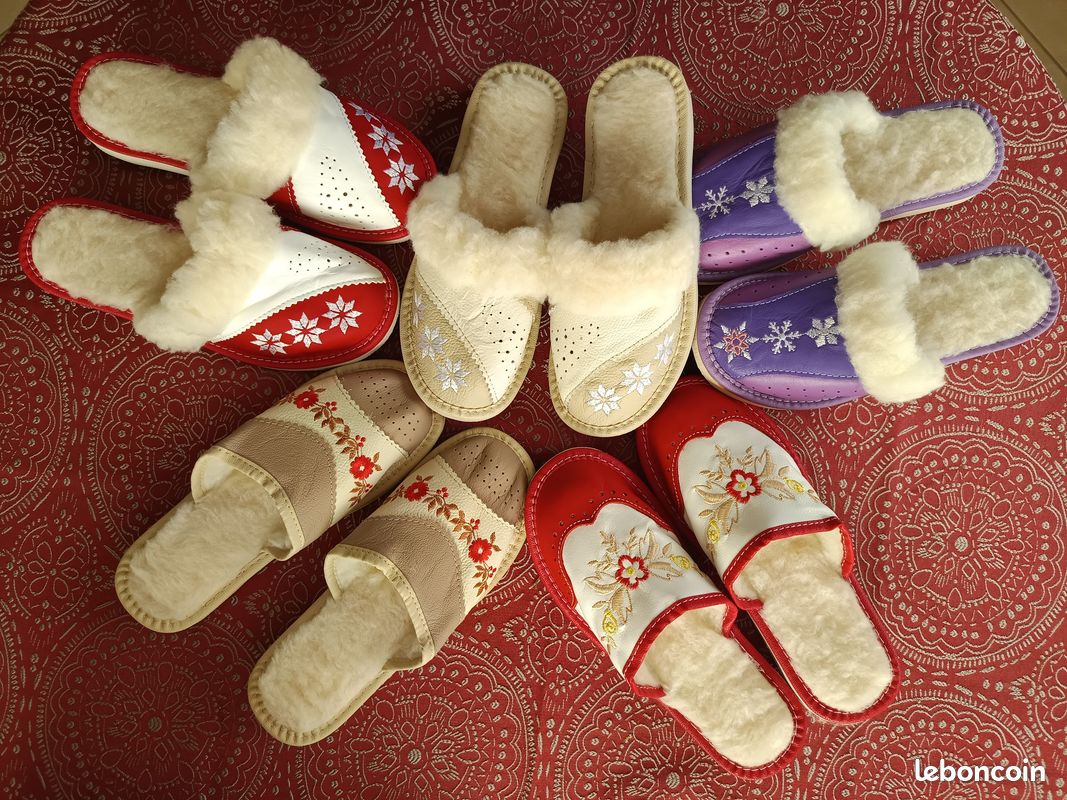 Cuir Chaussons En Laine De Mouton Mouton Sheep, Chaussons Enfant