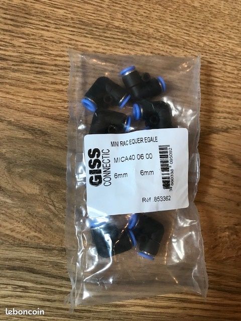 Lot de 10 / raccord inst mini plastique coude union tube 6 (image 2)