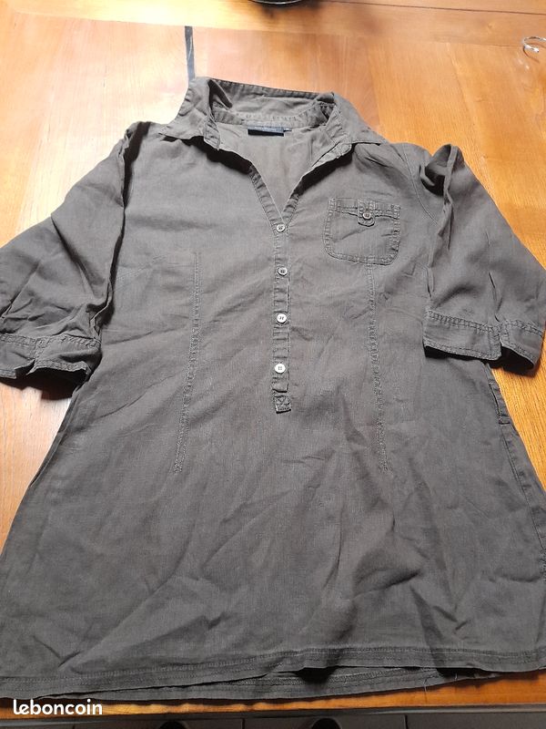 Blouse longue marron manche 3/4 t40 Kiabi (image 1)