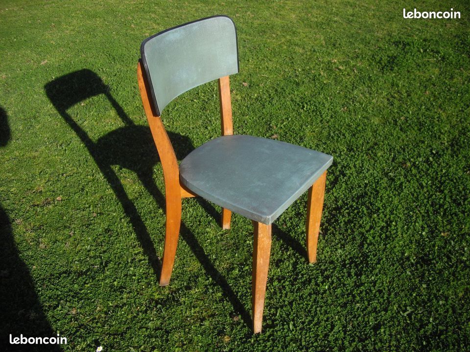 Chaise bistrot bureau simili vert vintage années 50 design moderniste (image 1)