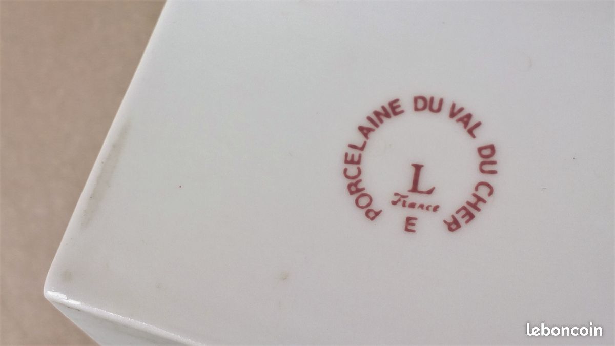 Ancienne BOITE A ALLUMETTES en PORCELAINE DU VAL DU CHER décor de fleurs jaune (image 10)