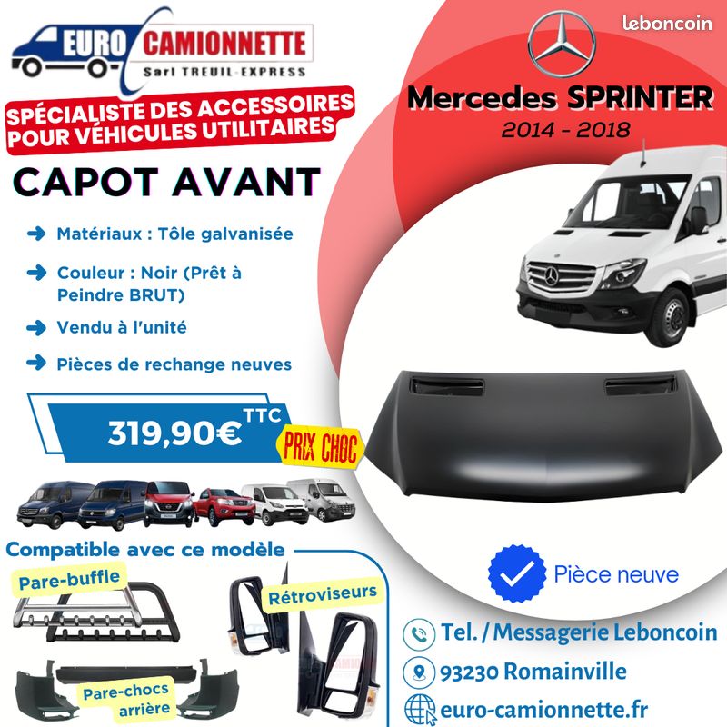 Paire De Grilles De Calandre Pour Mercedes Sprinter W906 / VW Crafter 2E (2006-) - Neuf, Gauche + Droite