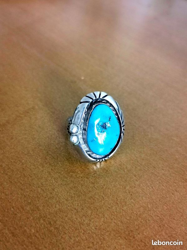 Bague Navajo en turquoise et corail - Harpo Paris
