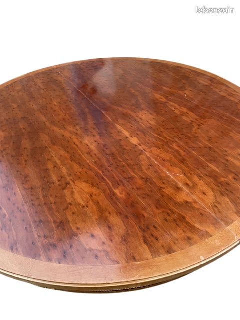 Table ronde extensible acajou et bronze (image 2)