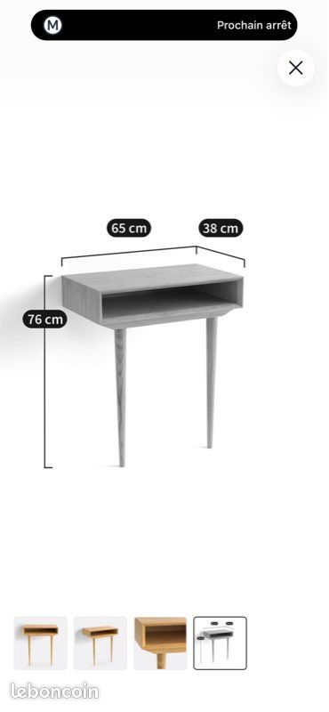 Bureau console mini appoint table télétravail nuit chevet gigogne travail angle minimaliste scandinave chêne bois AMPM la redoute maison home déco mural pieds vintage style marque design Sostrene (image 2)