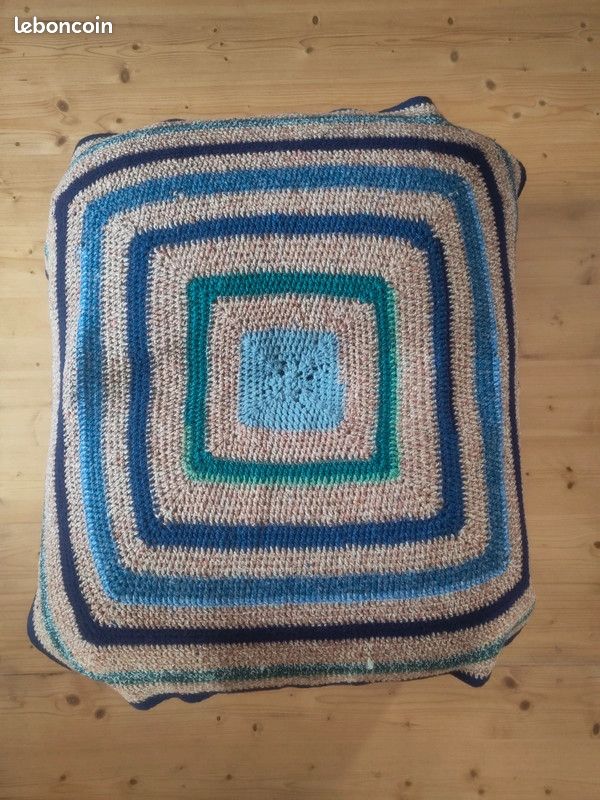 Vintage tricoté à la main carré - multi couleur (image 2)