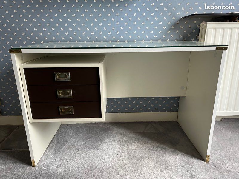 Bureau vintage + plateau en bois 110x55 (image 4)