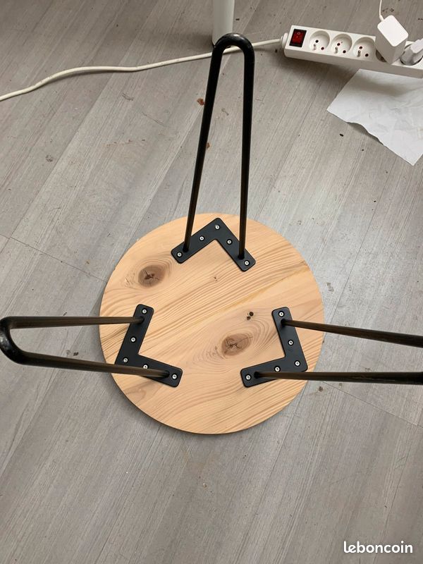 Bout de canapé bois - tabouret - pieds épingle (image 2)