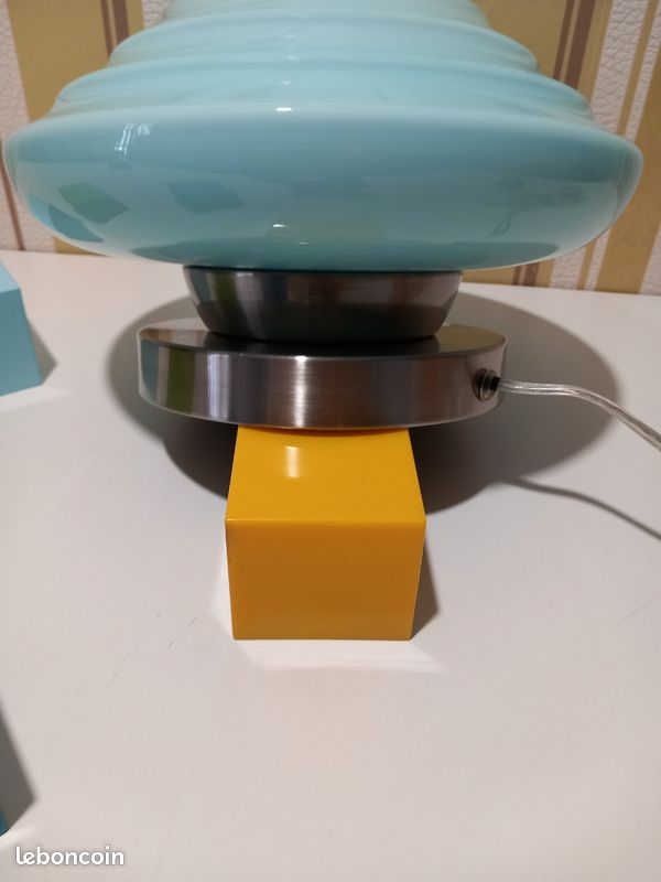 LAMPE A POSER "OPALINE BLEUE" ViNTAGE (image 8)