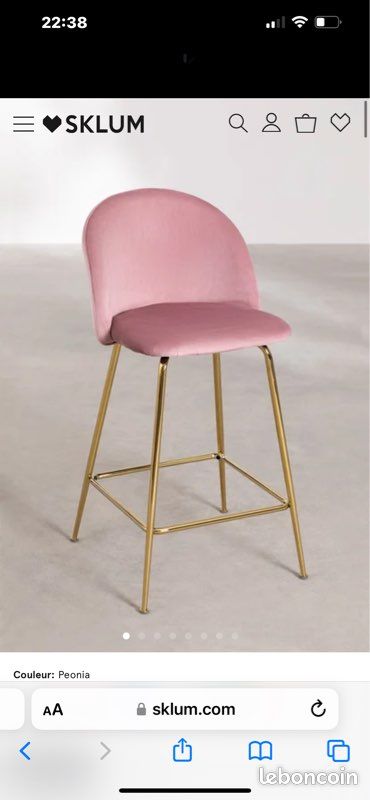 Tabouret haut rose (image 1)