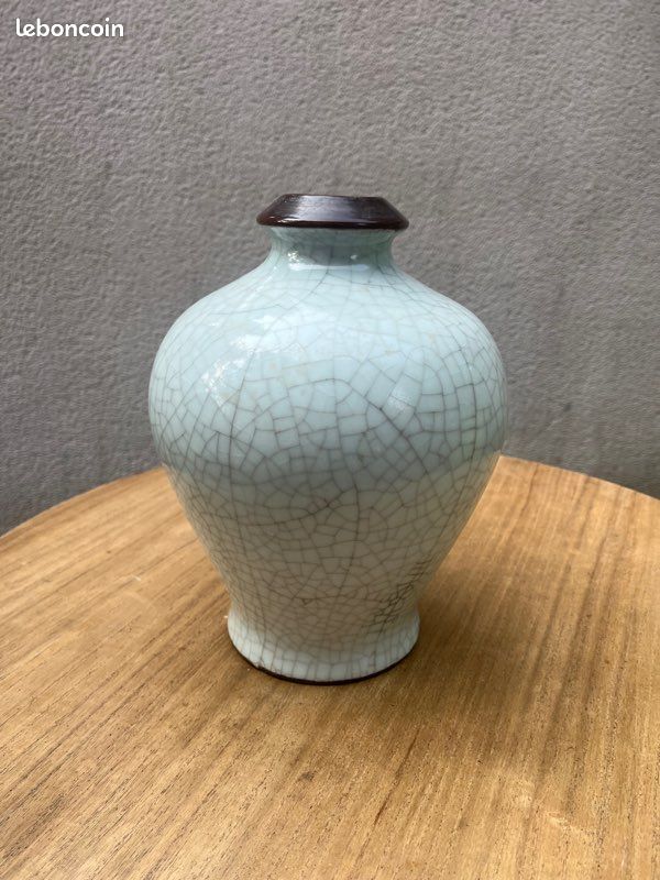 Vase gris/vert craquelé (image 1)