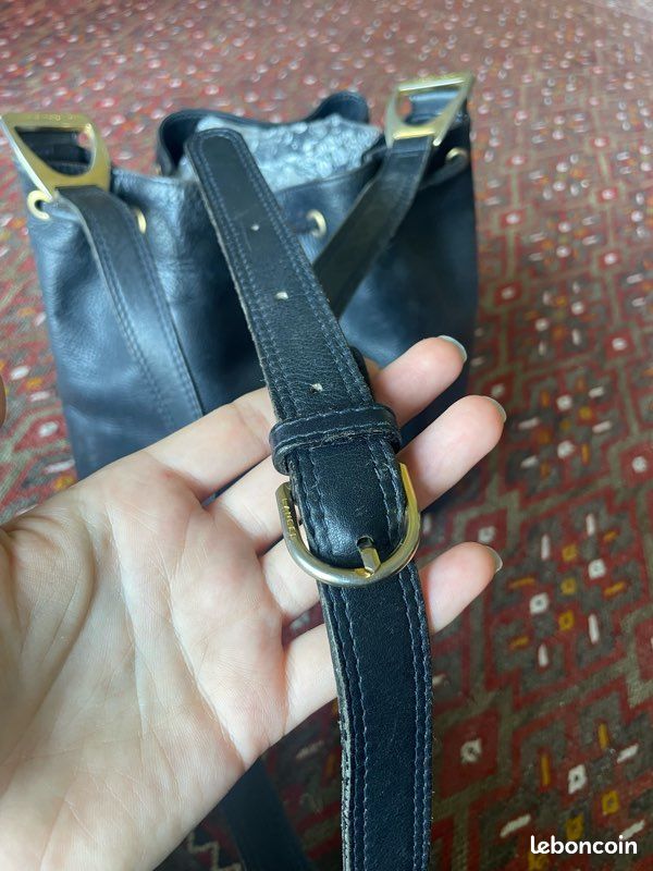 Sac à main LANCEL en cuir bleu marine (image 9)