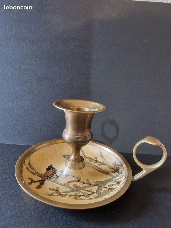 RARE ET ANCIENNE Paire de bougeoirs laiton ou bronze  Poissons  EUR