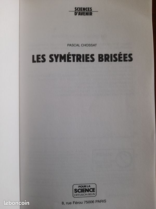 Livre Les symétries brisées CHOSSAT (image 2)