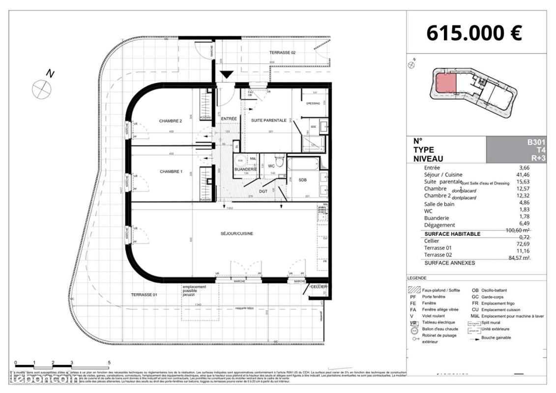 Appartement 4 pièces 100 m² · à Villeneuve-de-la-Raho · 100 m² · 615 000 €