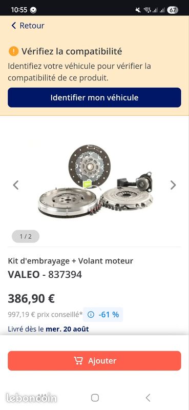 Kit D'embrayage VALEO 837394 - Volant Moteur, Disque, Butée - Qualité Première Monte