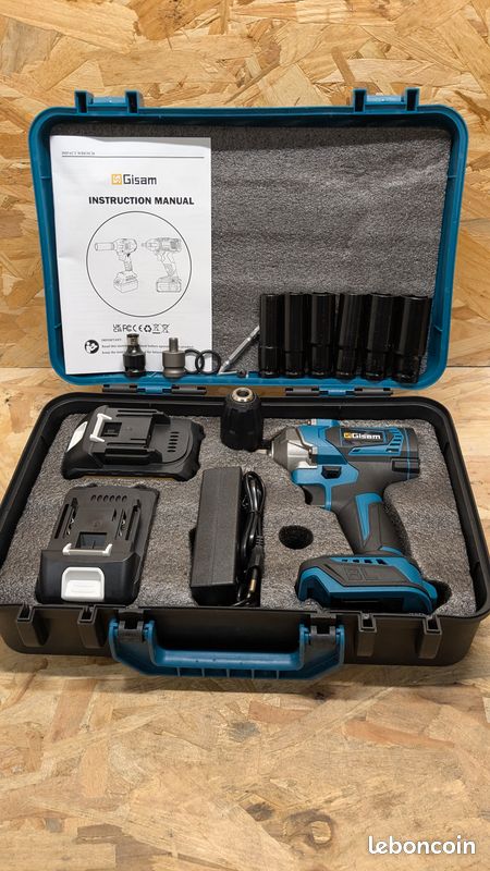 Clé à Choc Sans Fil 20V Brushless 1200 Nm - 1/2 - 2 Batteries 4.0 Ah - 3 Vitesses - Pour Voiture, Tondeuse, Travaux DIY