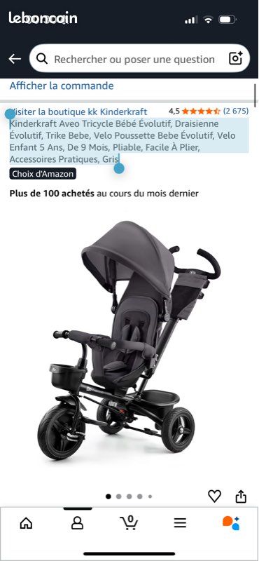 Kinderkraft Aveo Tricycle Bébé Évolutif, Draisienne Évolutif