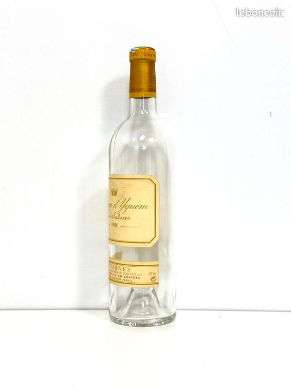 ✨YQUEM 1998✨Rare - Bouteille vide Château d’Yquem 1998 Sauternes 75cl bordeaux collection étiquette décoration cave vin bar restaurant (image 3)