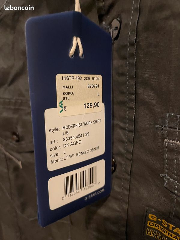 Chemise Homme G Star Raw Correctline En Vert Olive - Taille S - Neuf Avec étiquettes