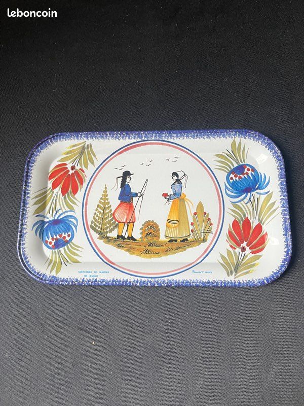 Lot de 3 petites plateaux en étain Quimper Faïenceries Henriot HB (image 7)