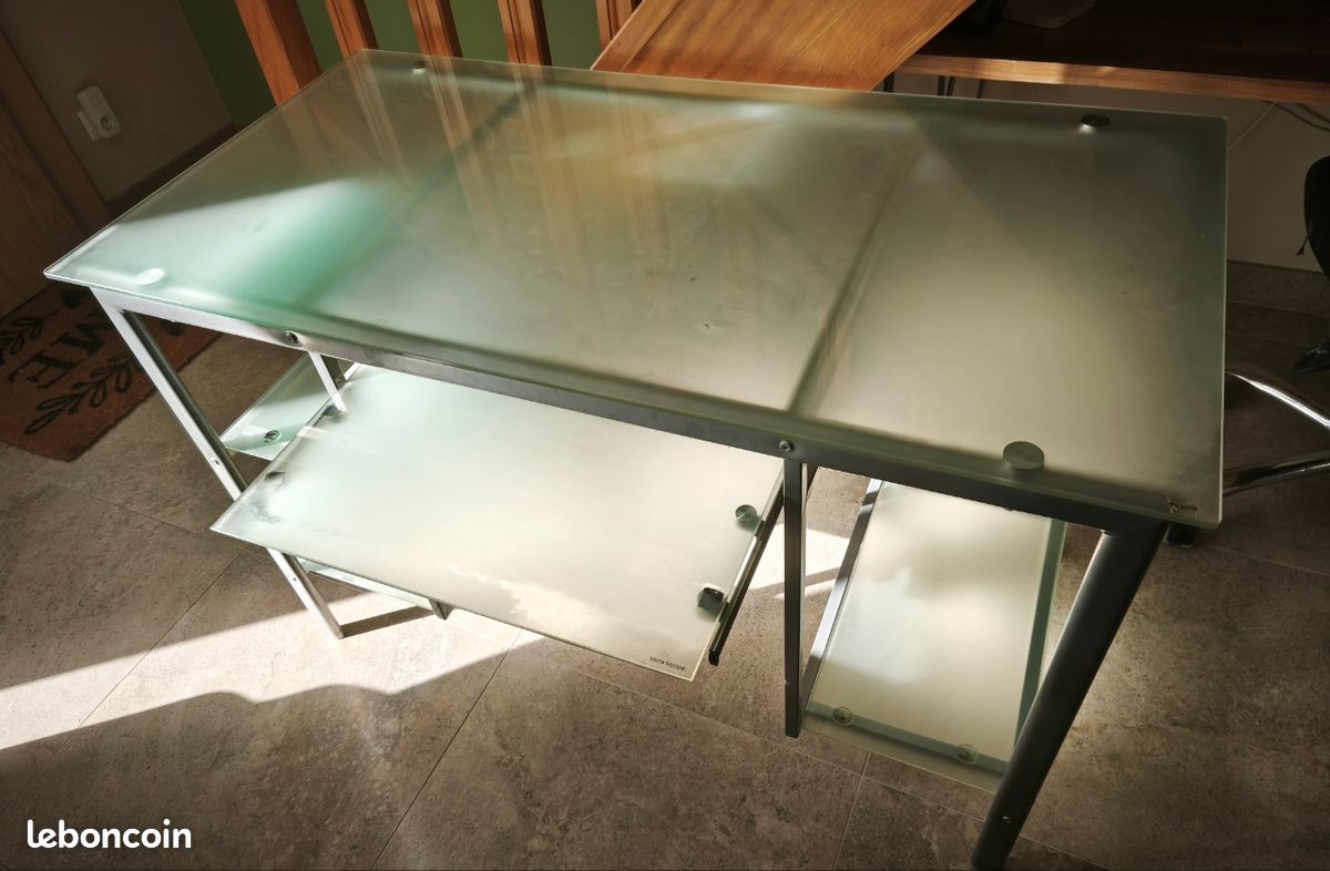 Bureau verre trempé dépoli (image 1)