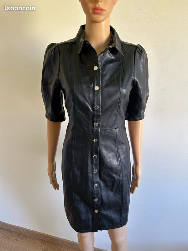 Robe Noire En Simili Cuir Morgan - Taille 36, Neuve Avec étiquettes, Longueur Genou