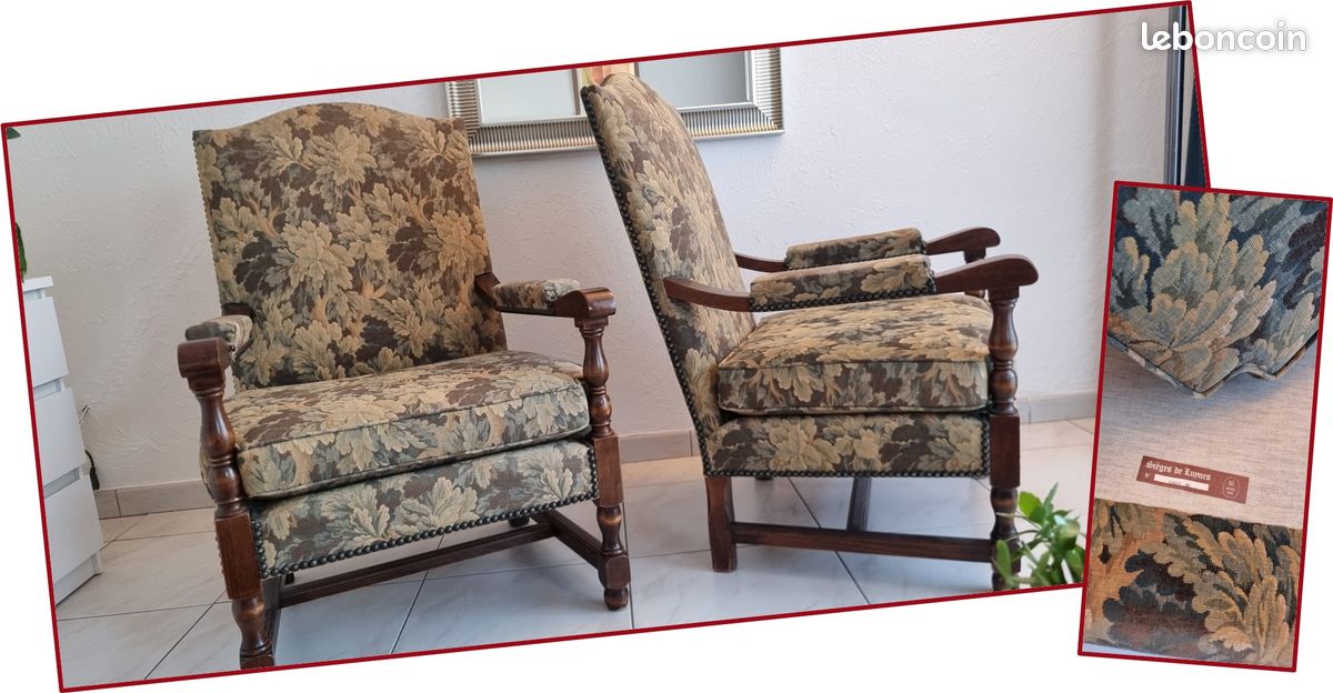 Paire de fauteuils de style Louis XIII - Manufacture "Sièges de Luynes" (image 3)