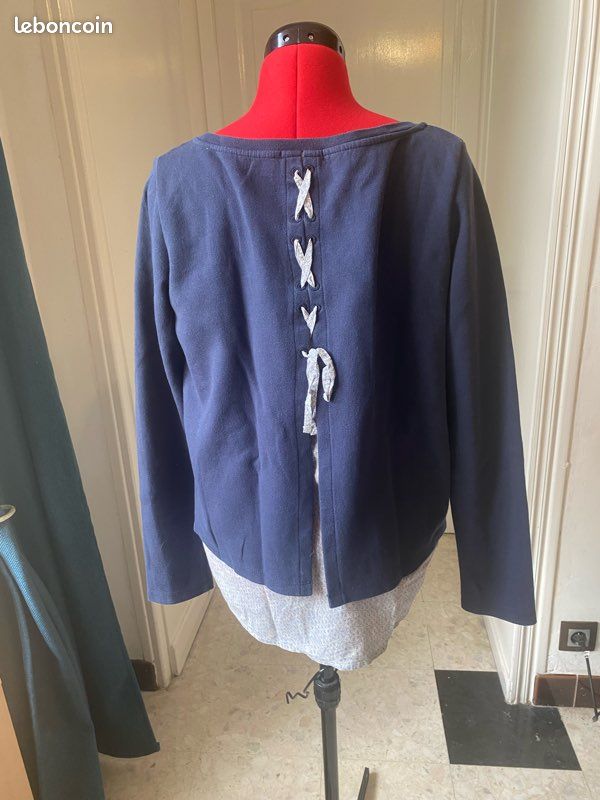 Sweat-shirt léger bleu marine avec fantaisie taille 40 (image 2)