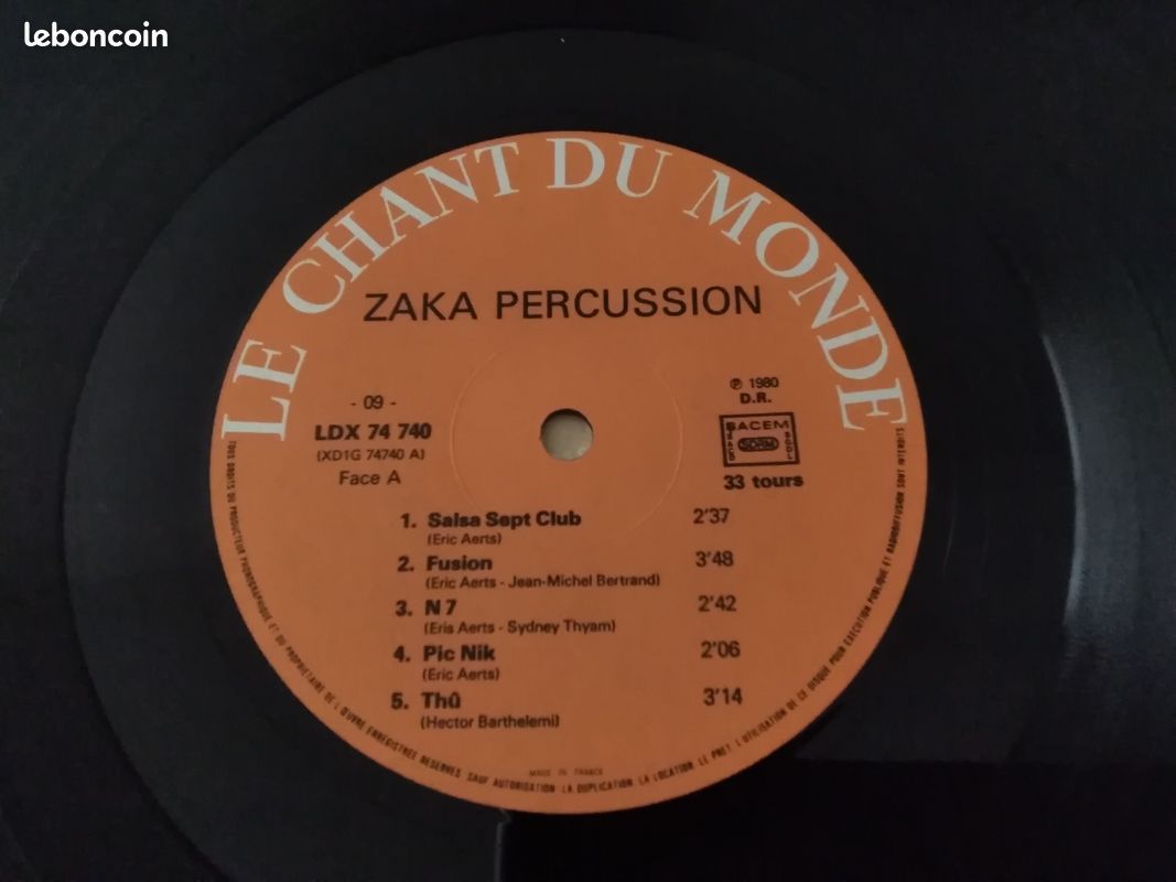 Vinyle 33t Zaka Percussion 1980 afro cuban jazz (image 3)