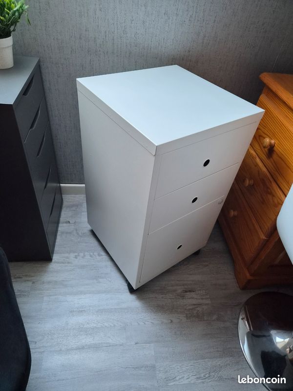 Caisson de bureau 3 tiroirs blanc BUT (image 4)